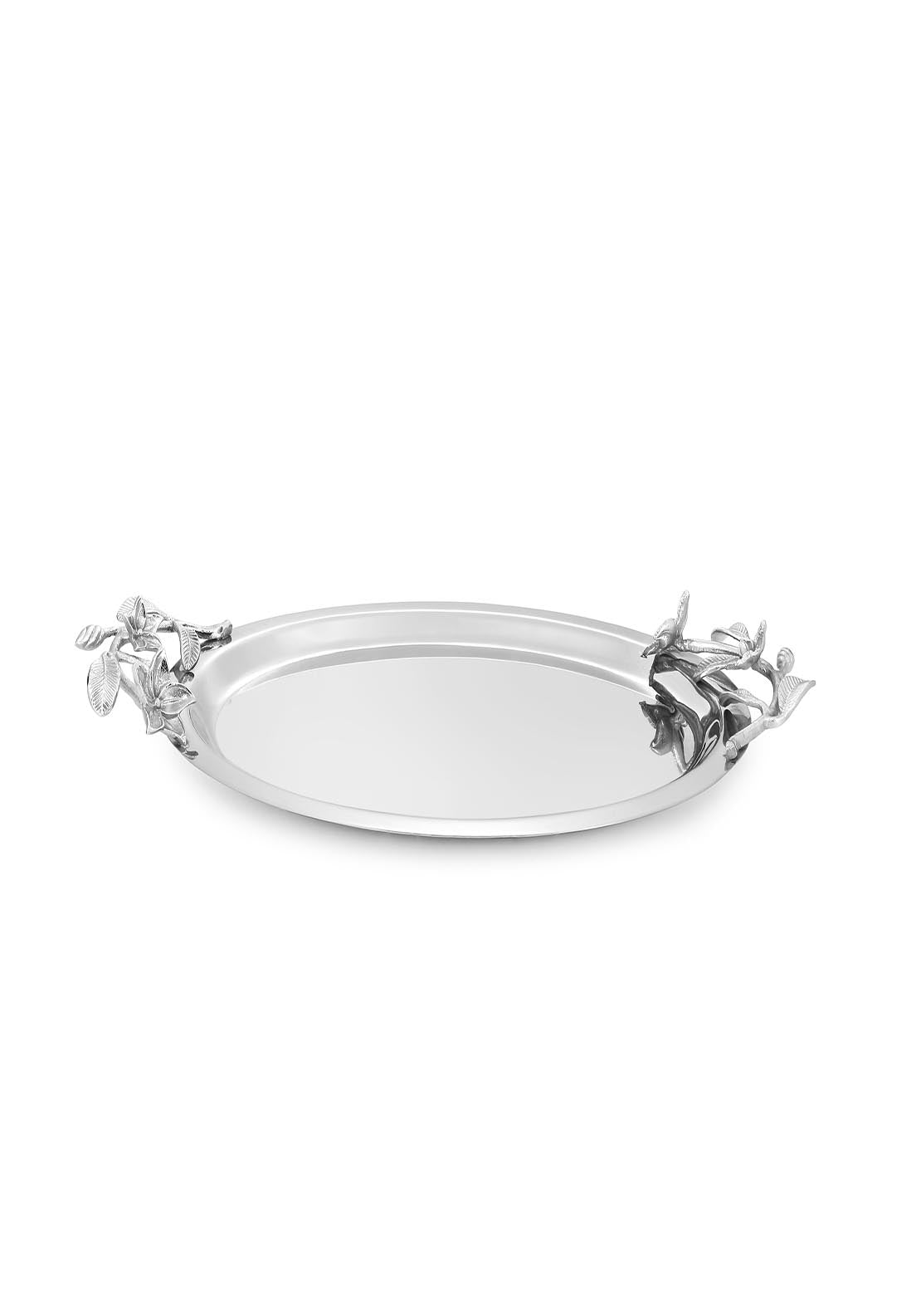 Newbridge Silverware Round Tray with Floral Motif 1 Shaws Department Stores