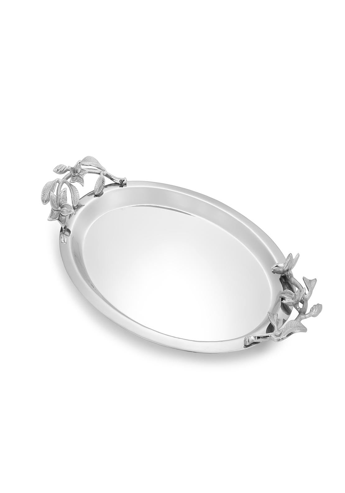 Newbridge Silverware Round Tray with Floral Motif 2 Shaws Department Stores