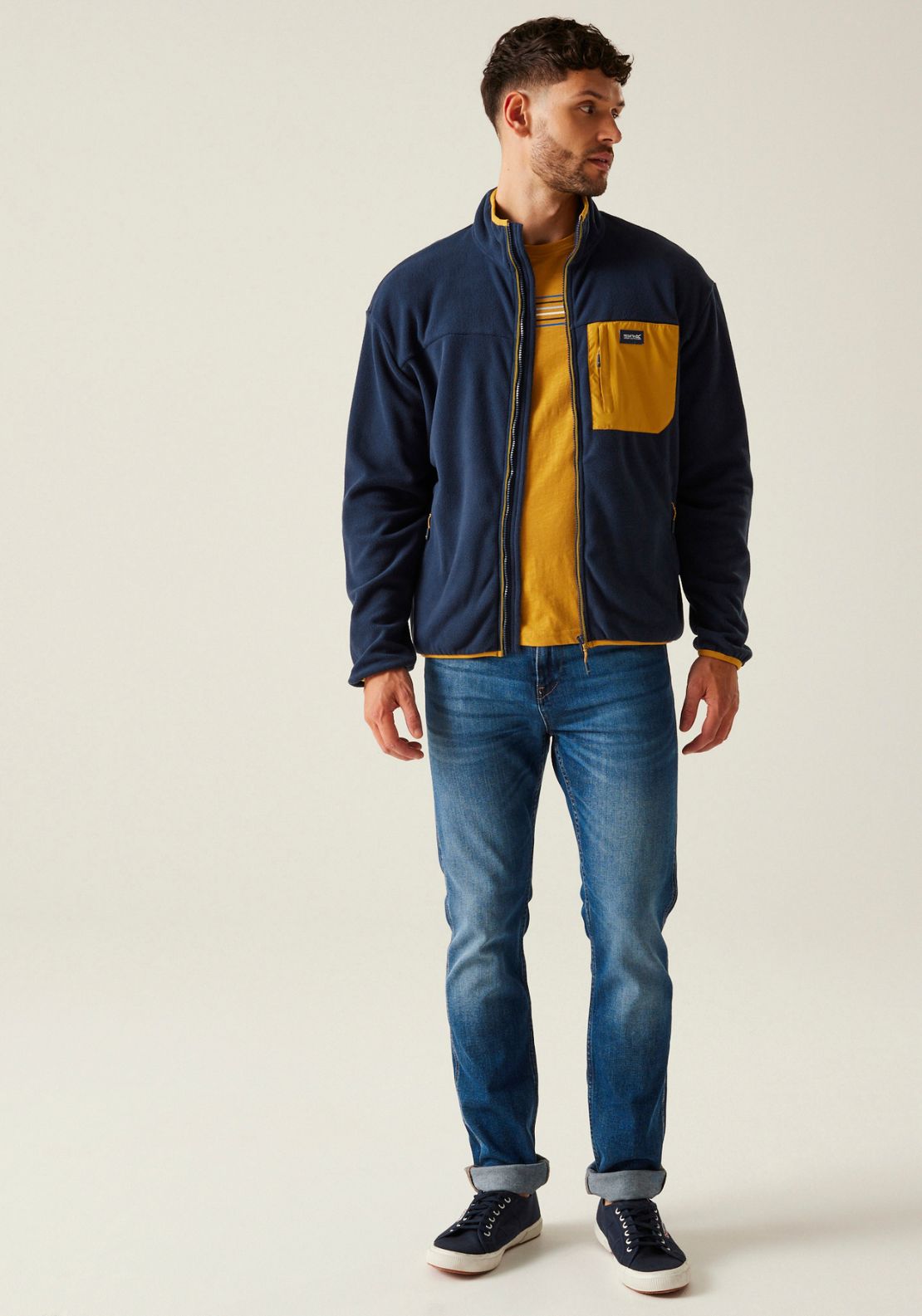 Regatta Frankie Full Zip Fleece - Navy / Yellow 3 Shaws Department Stores