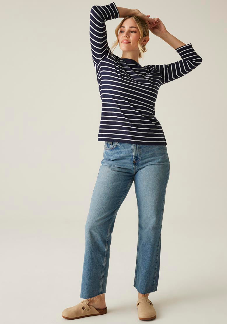 Regatta Bayletta 3/4 Tee - Navy White Stripe 4 Shaws Department Stores