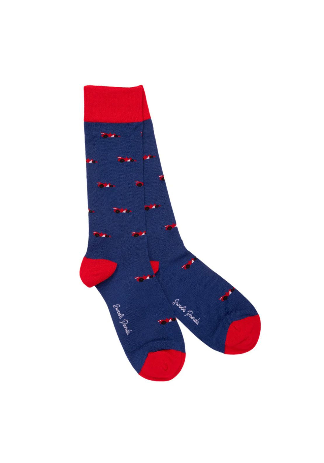 Swole Panda Racing Cars Socks - Navy 1 Shaws Department Stores