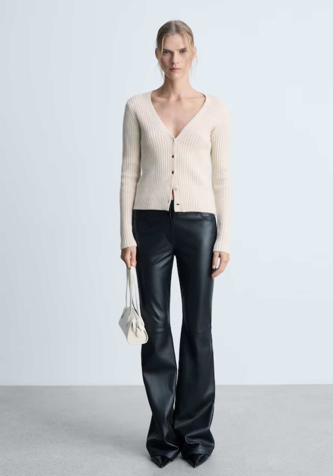 Mango Knitted cardigan with metallic buttons - Light/pastel Gray 3 Shaws Department Stores