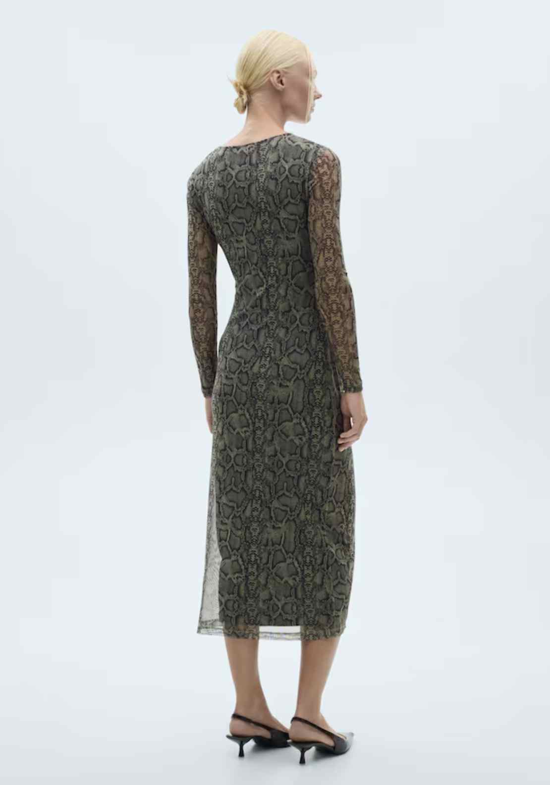 Mango Snake print tulle dress - Gray 2 Shaws Department Stores