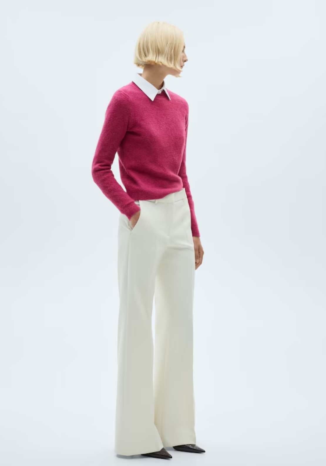Mango Long-sleeve knitted sweater - Bright Pink 3 Shaws Department Stores