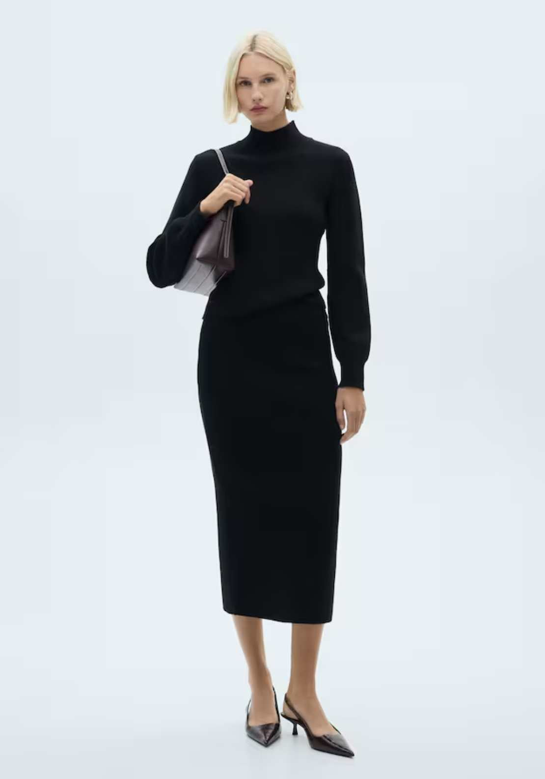 Mango Ribbed midi skirt - Black 2 Shaws Department Stores