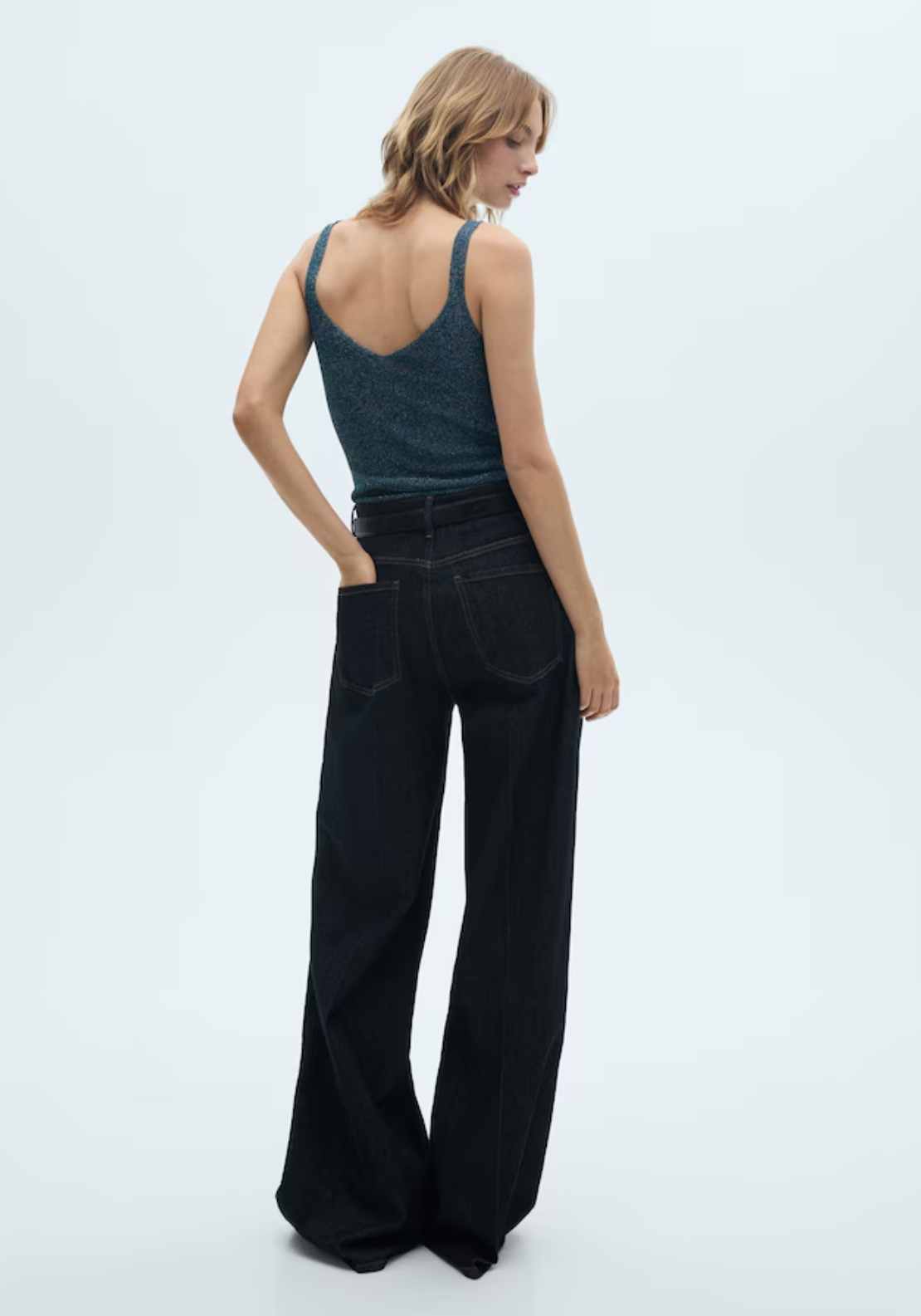 Mango Lurex knitted top - Green 2 Shaws Department Stores