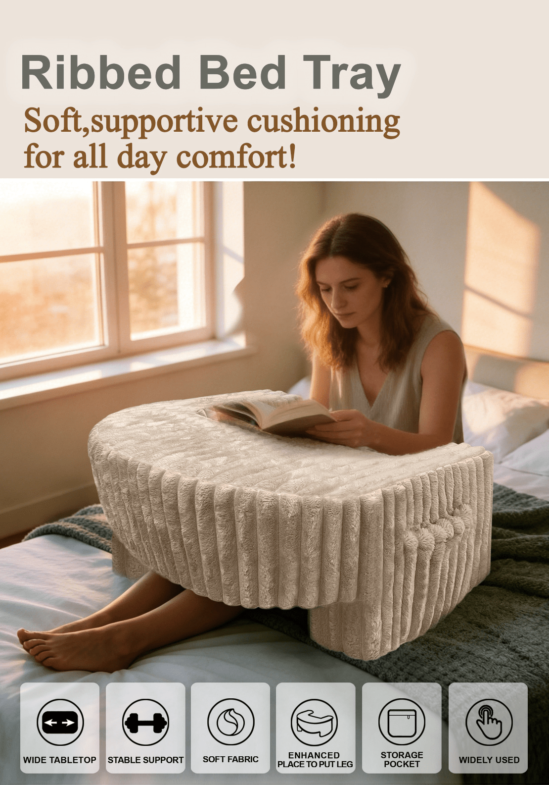 The Home Collection Bed Tray Ribbed 3cm Cord - Beige 1 Shaws Department Stores