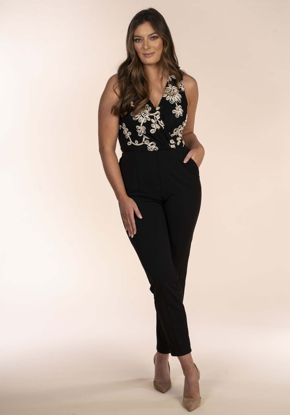 Naoise Lace Yoke Jumpsuit - Black 7 Shaws Department Stores