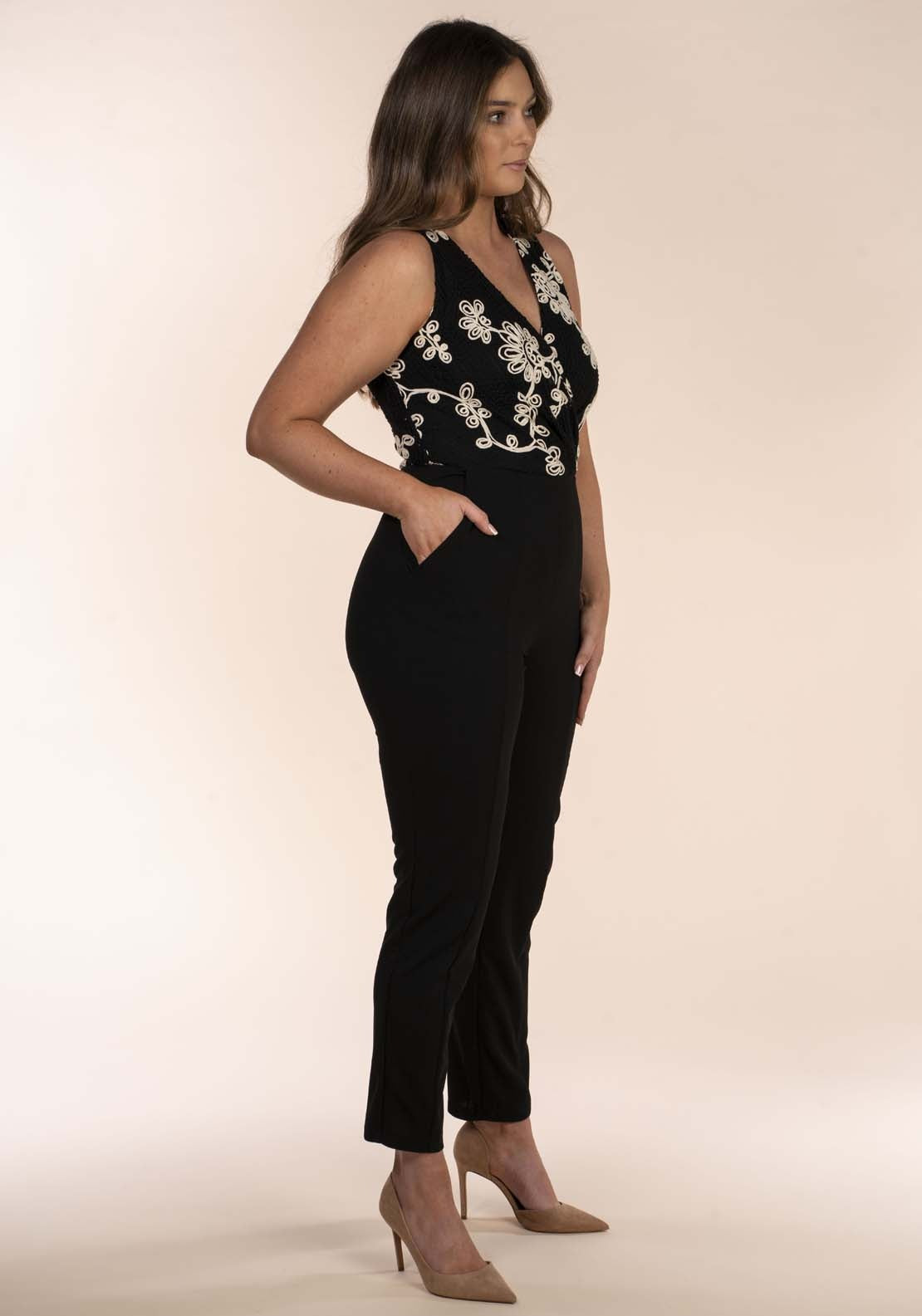 Naoise Lace Yoke Jumpsuit - Black 4 Shaws Department Stores