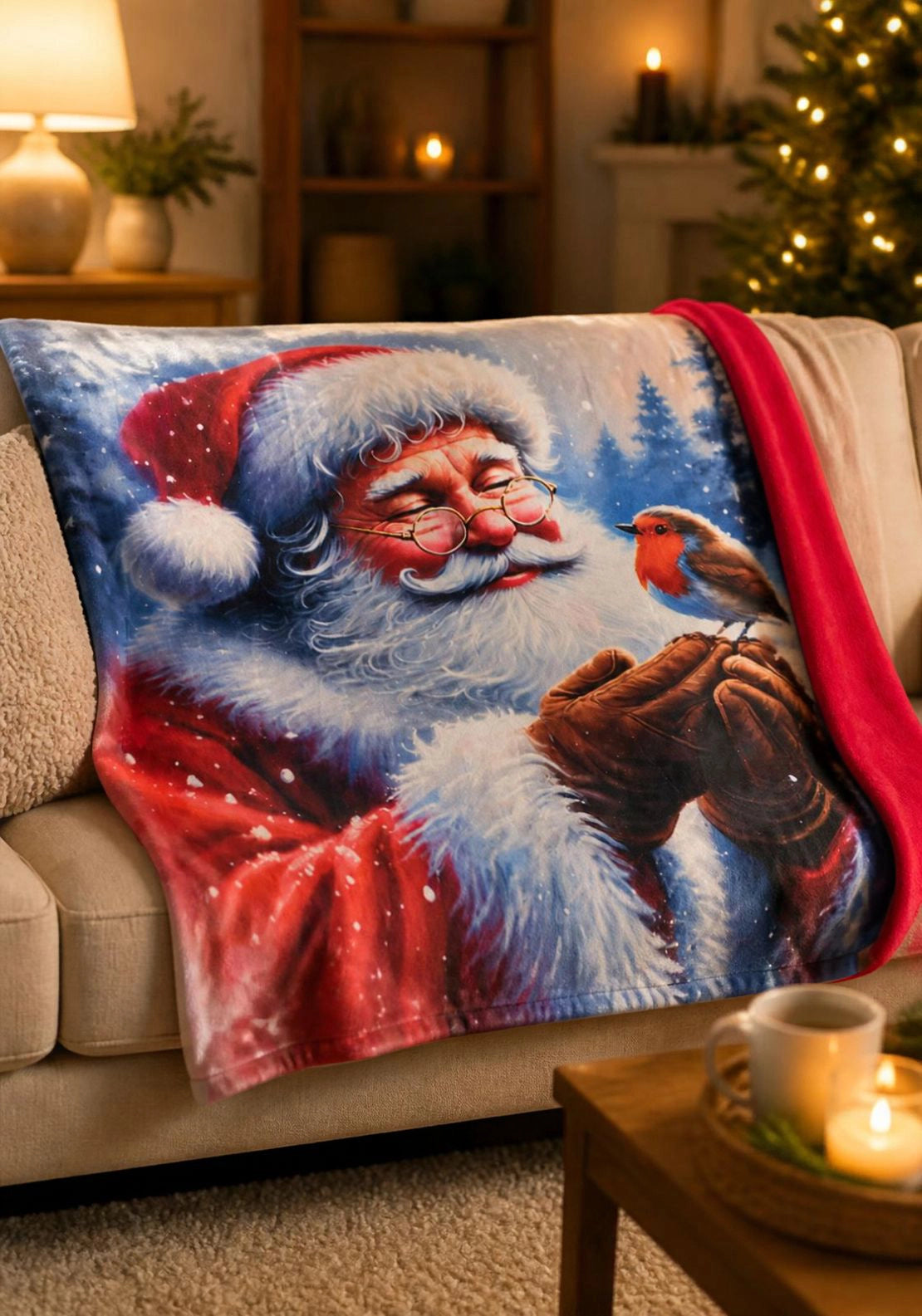 Santa Robin Throw - Multi