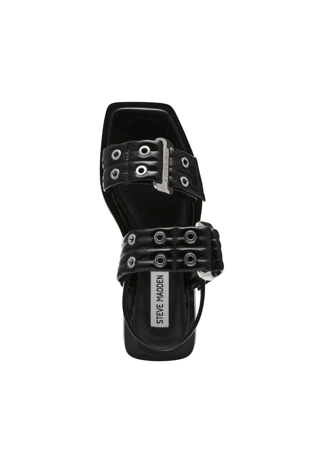 Steve Madden Buckle Stud Flat Sandal - Black 6 Shaws Department Stores