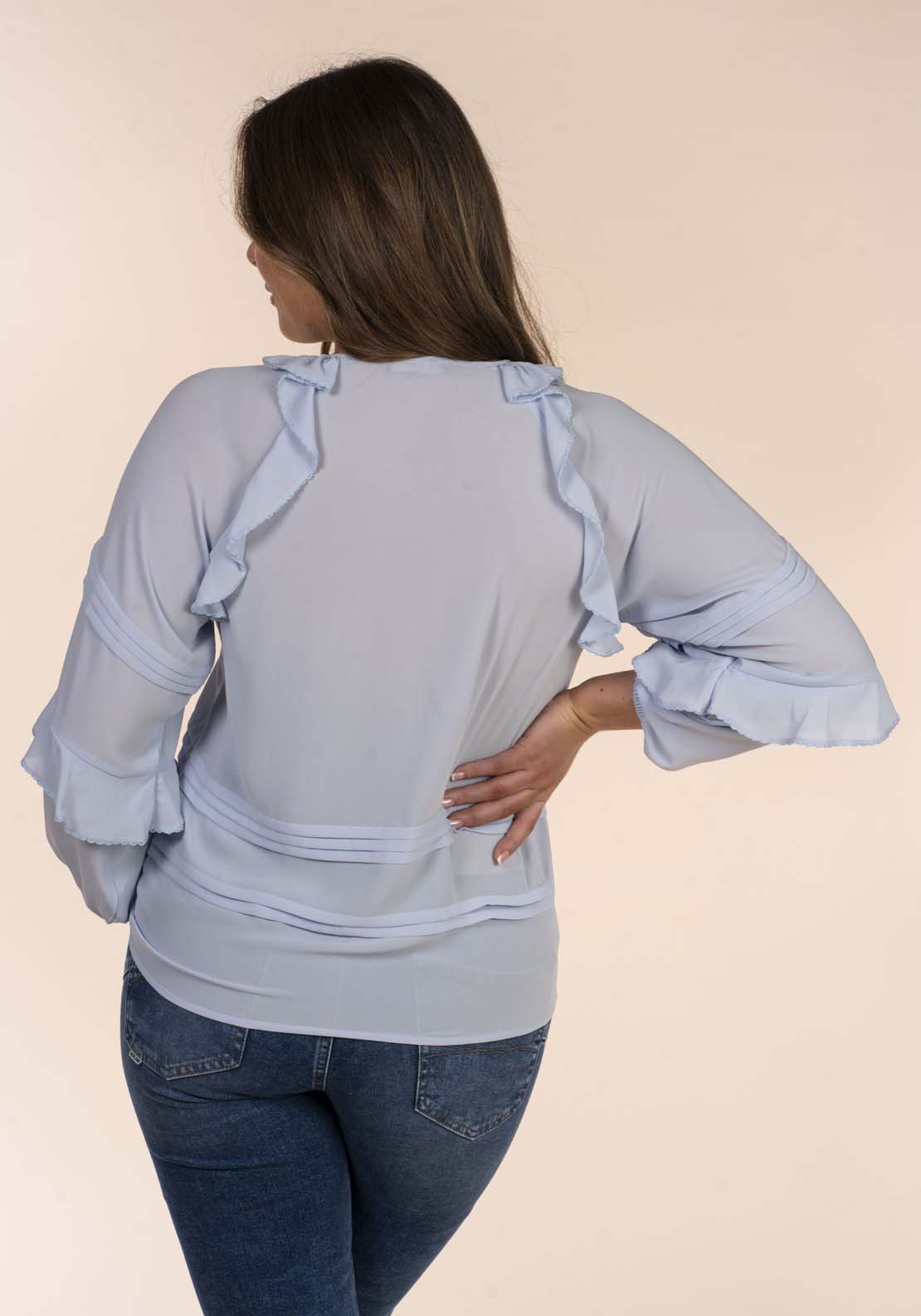 Naoise Romantic Ruffle Blouse - Blue 4 Shaws Department Stores