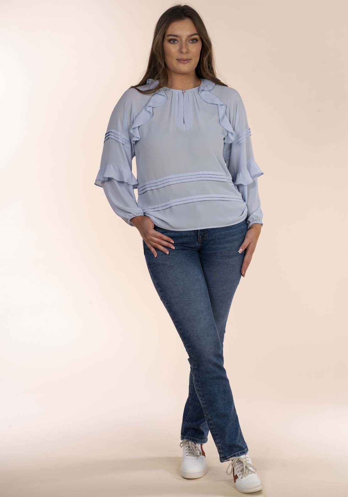 Naoise Romantic Ruffle Blouse - Blue 5 Shaws Department Stores