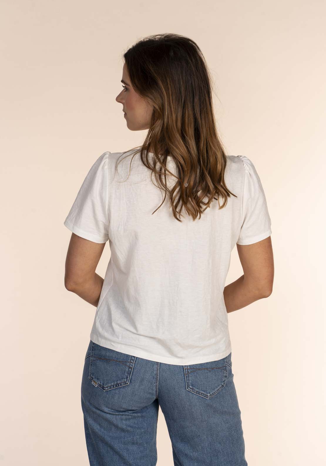 Naoise Lace Insert Yoke Top - White 4 Shaws Department Stores