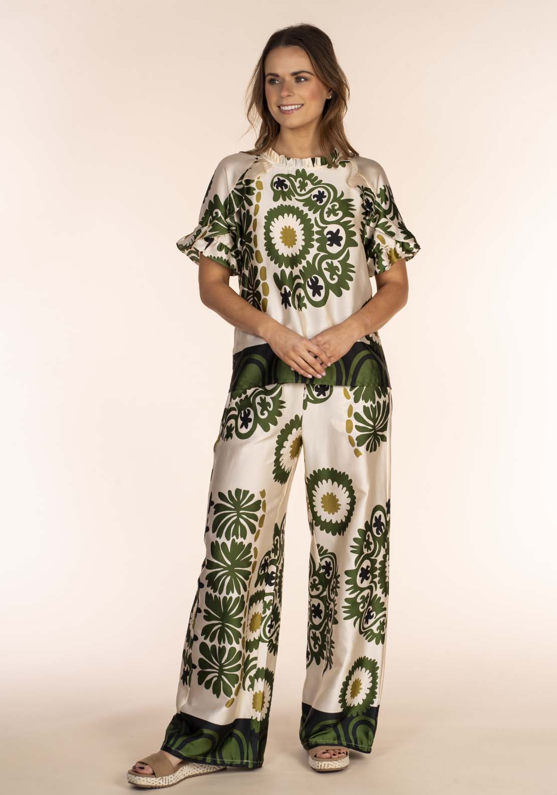 Naoise Frill Shoulder Border Blouse 4 Shaws Department Stores
