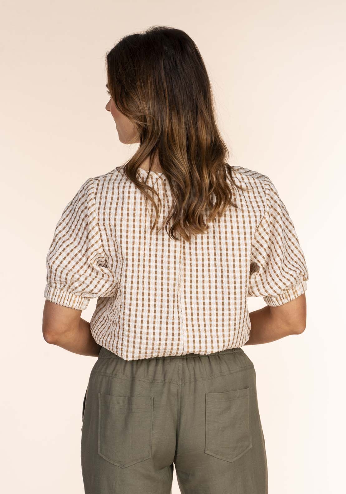Naoise Square Text Top - Taupe 2 Shaws Department Stores