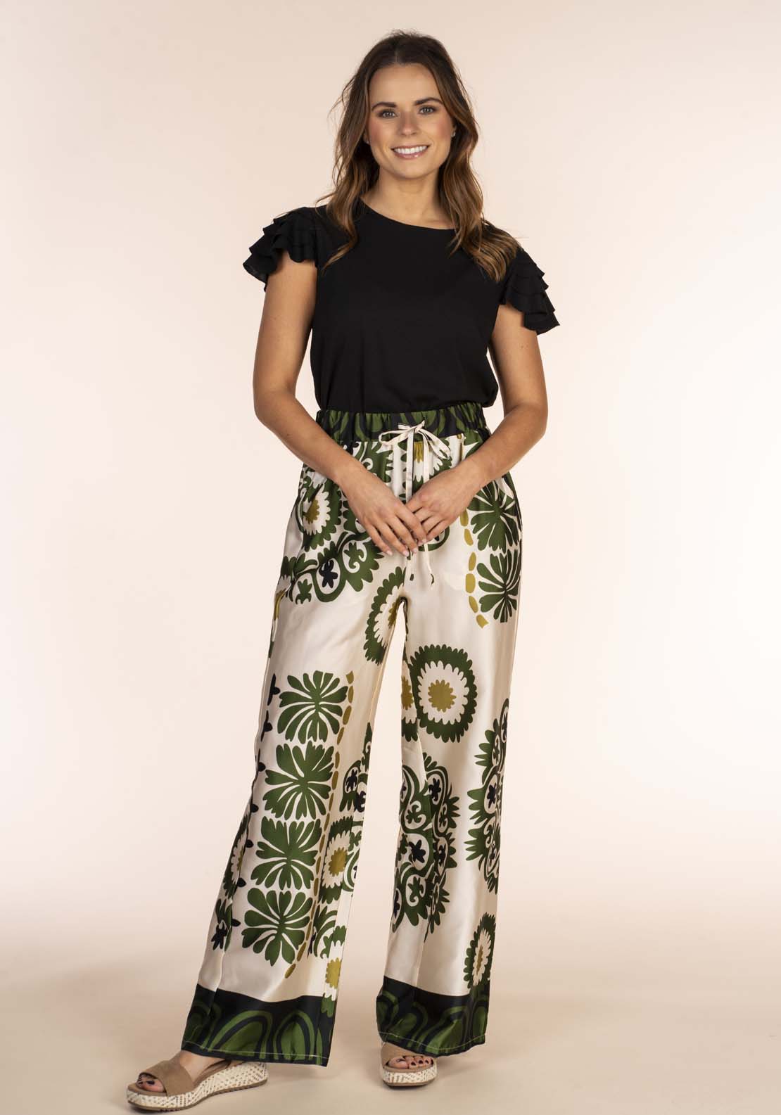 Naoise Satin Print Trousers 1 Shaws Department Stores