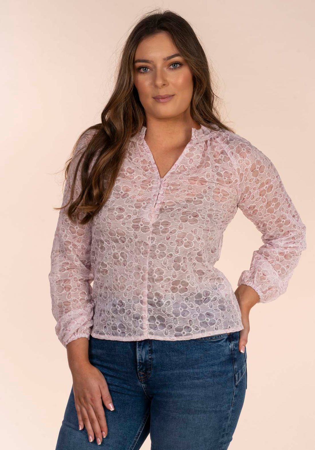 Naoise Embroidered Blouse - Pink 1 Shaws Department Stores