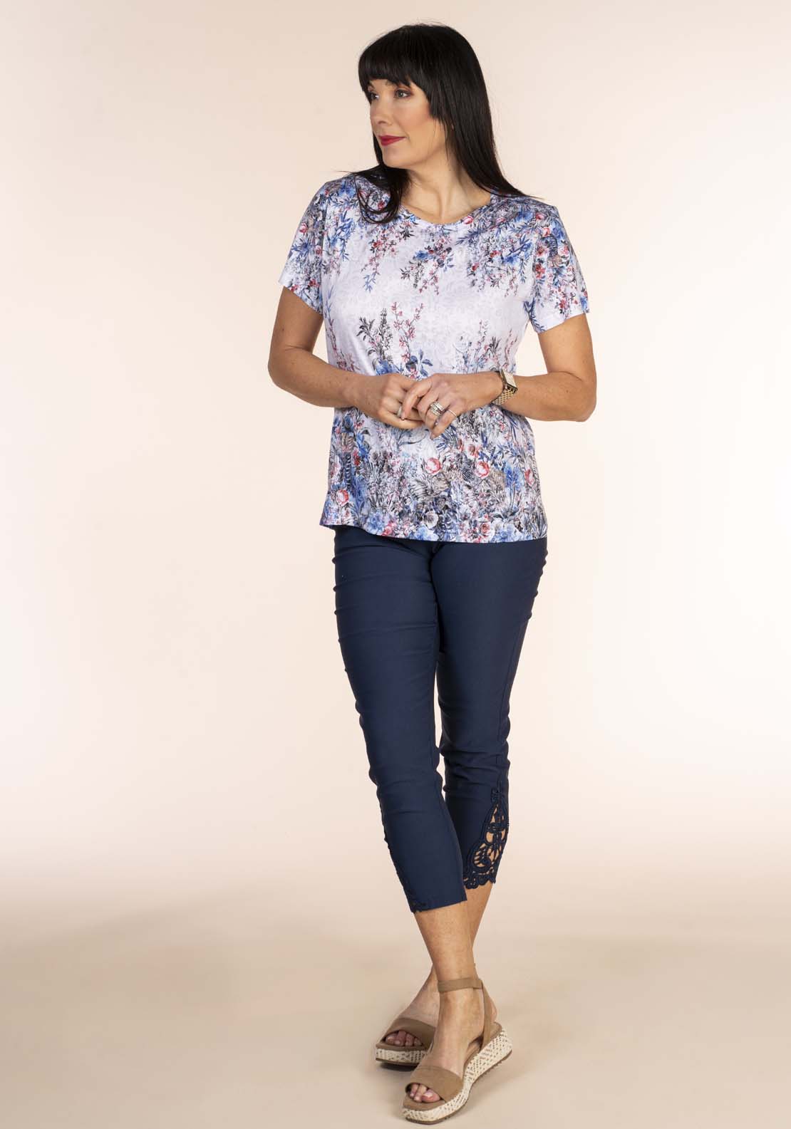 Tea Lane Soft Handfeel Capri - Navy 1 Shaws Department Stores