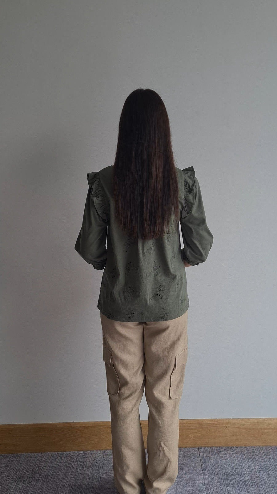 Tea Lane Ruffle Top With Pleat Yoke - Green 2 Shaws Department Stores