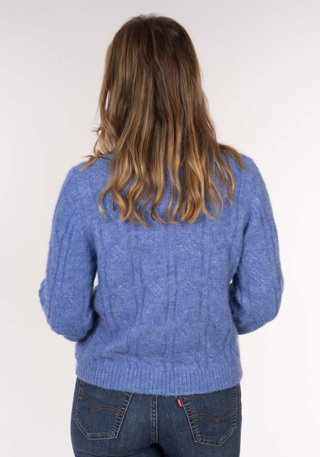 Naoise Roll Neck Cable Sweater - Blue 6 Shaws Department Stores