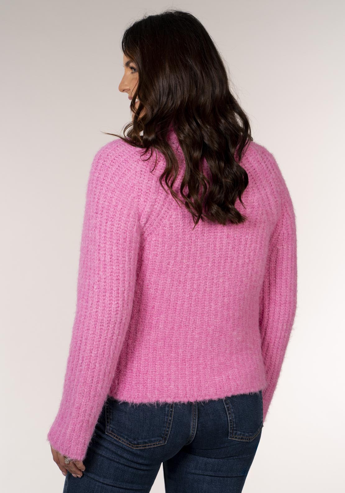 Tea Lane Chunky Roll Neck Jumper - Fuchsia 2 Shaws Department Stores