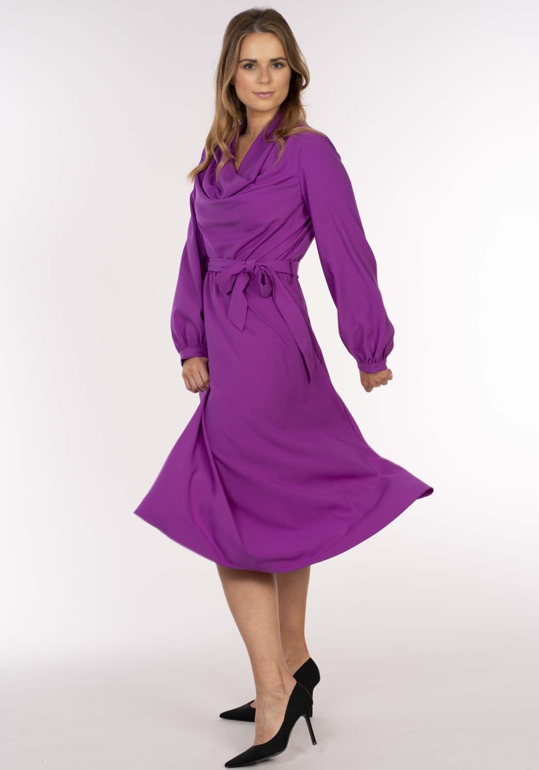 Naoise Cowl Neck Dress - Cranberry 3 Shaws Department Stores