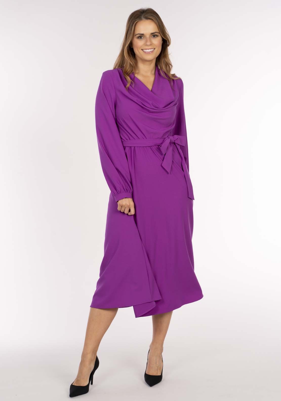 Naoise Cowl Neck Dress - Cranberry 2 Shaws Department Stores