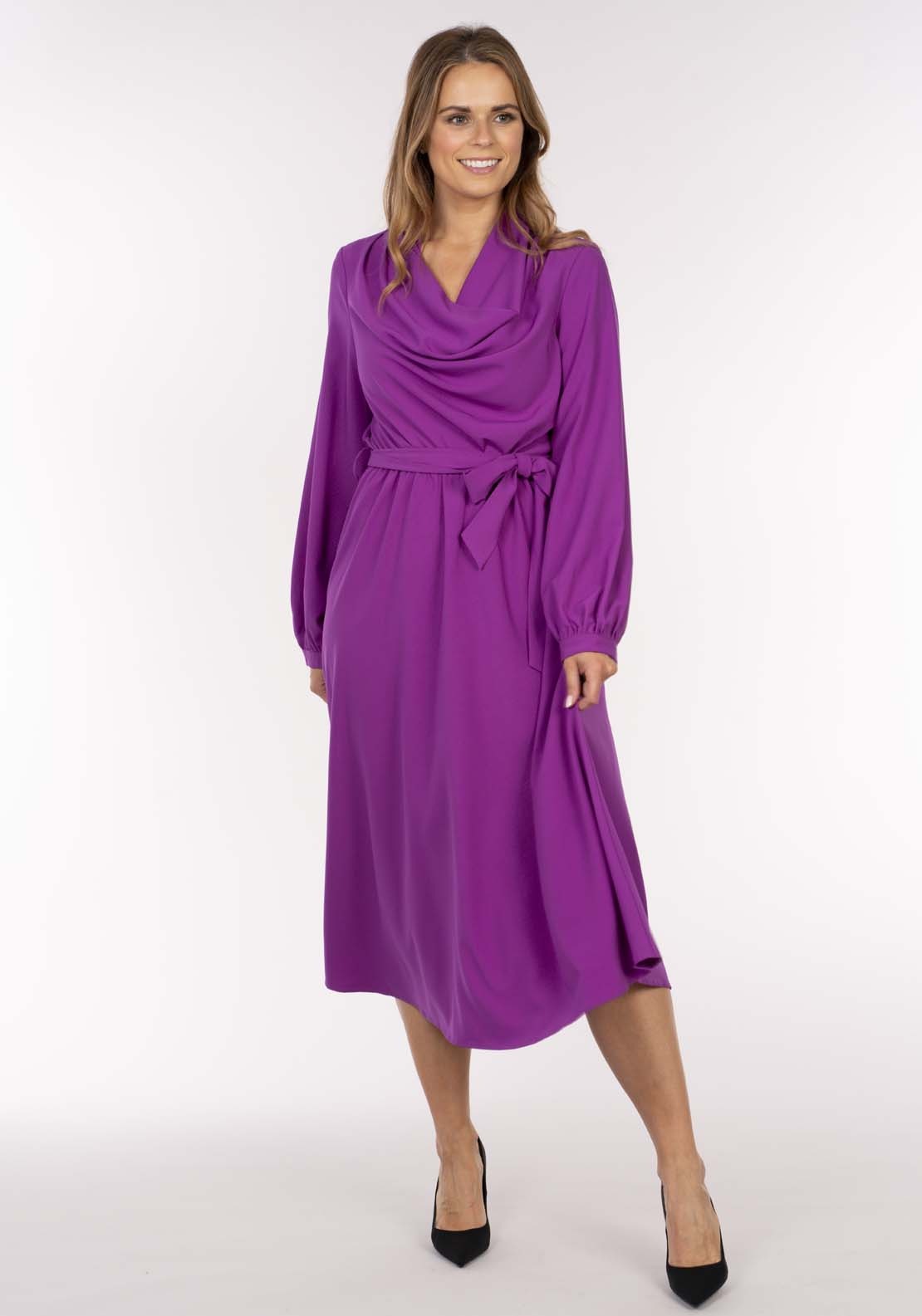 Naoise Cowl Neck Dress - Cranberry 1 Shaws Department Stores