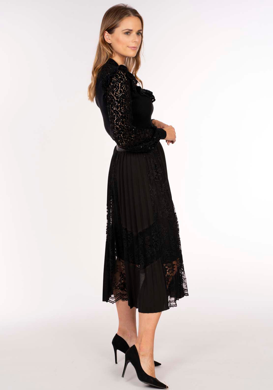 Naoise Lace Skirt - Black 3 Shaws Department Stores