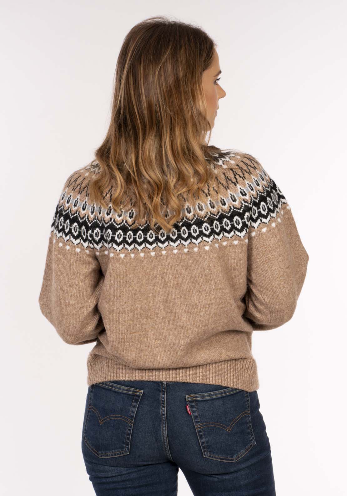Naoise Fairisle Roll Nk Sweater - Caramel 5 Shaws Department Stores