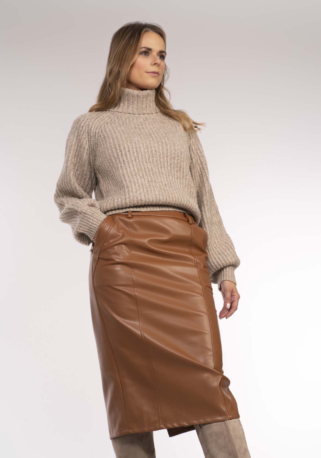 Naoise Funnel Neck Sweater - Caramel 4 Shaws Department Stores
