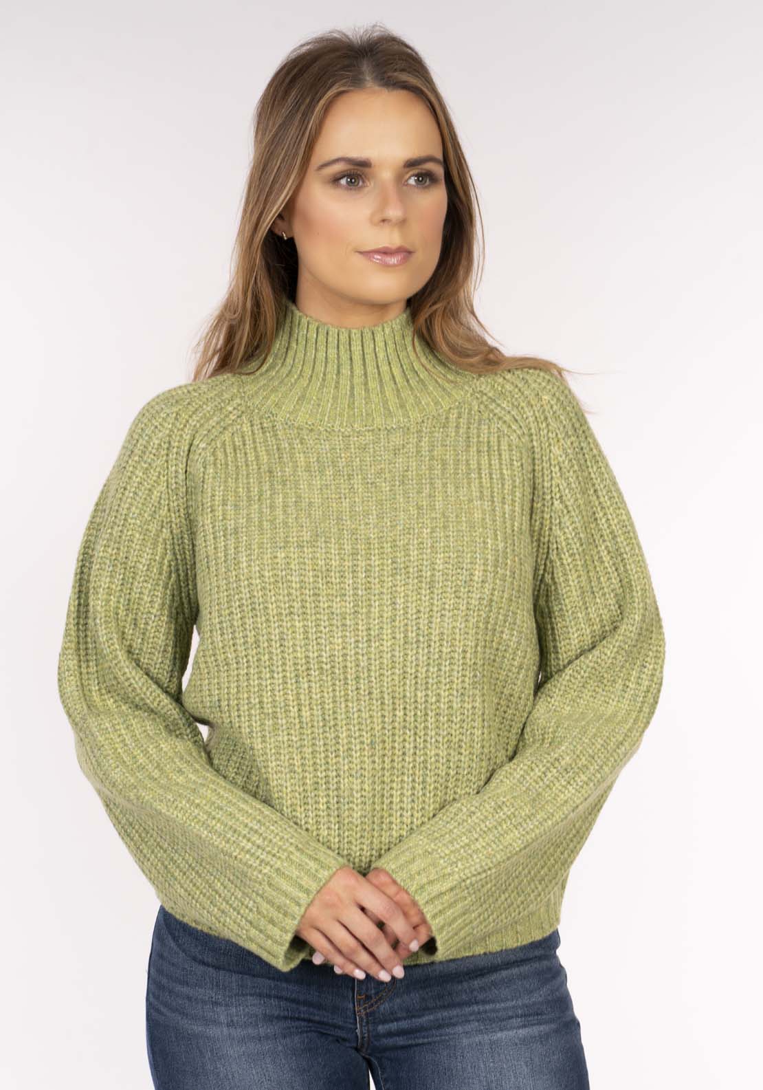 Naoise Fisherman Rib Sweater - Sage 3 Shaws Department Stores