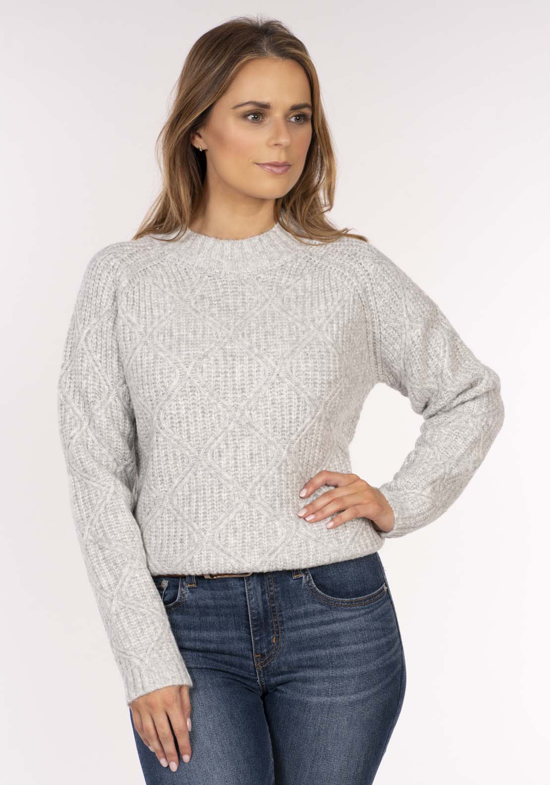 Naoise Diamond Rib Sweater - Grey 2 Shaws Department Stores