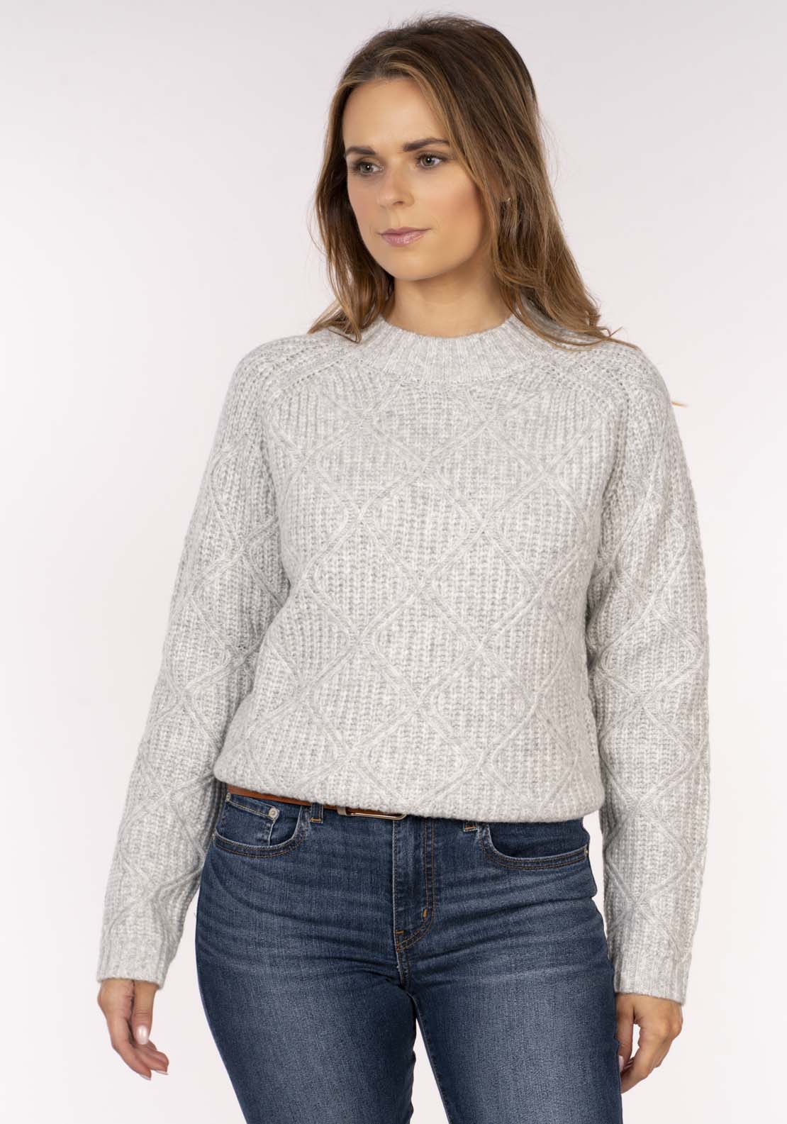 Naoise Diamond Rib Sweater - Grey 1 Shaws Department Stores