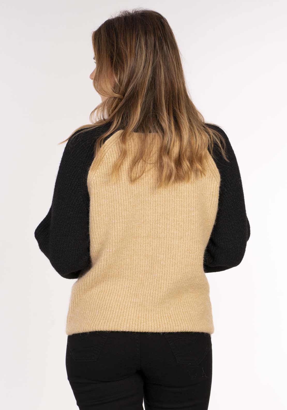 Naoise Two Tone Raglan Sweater - Black / Stone 6 Shaws Department Stores