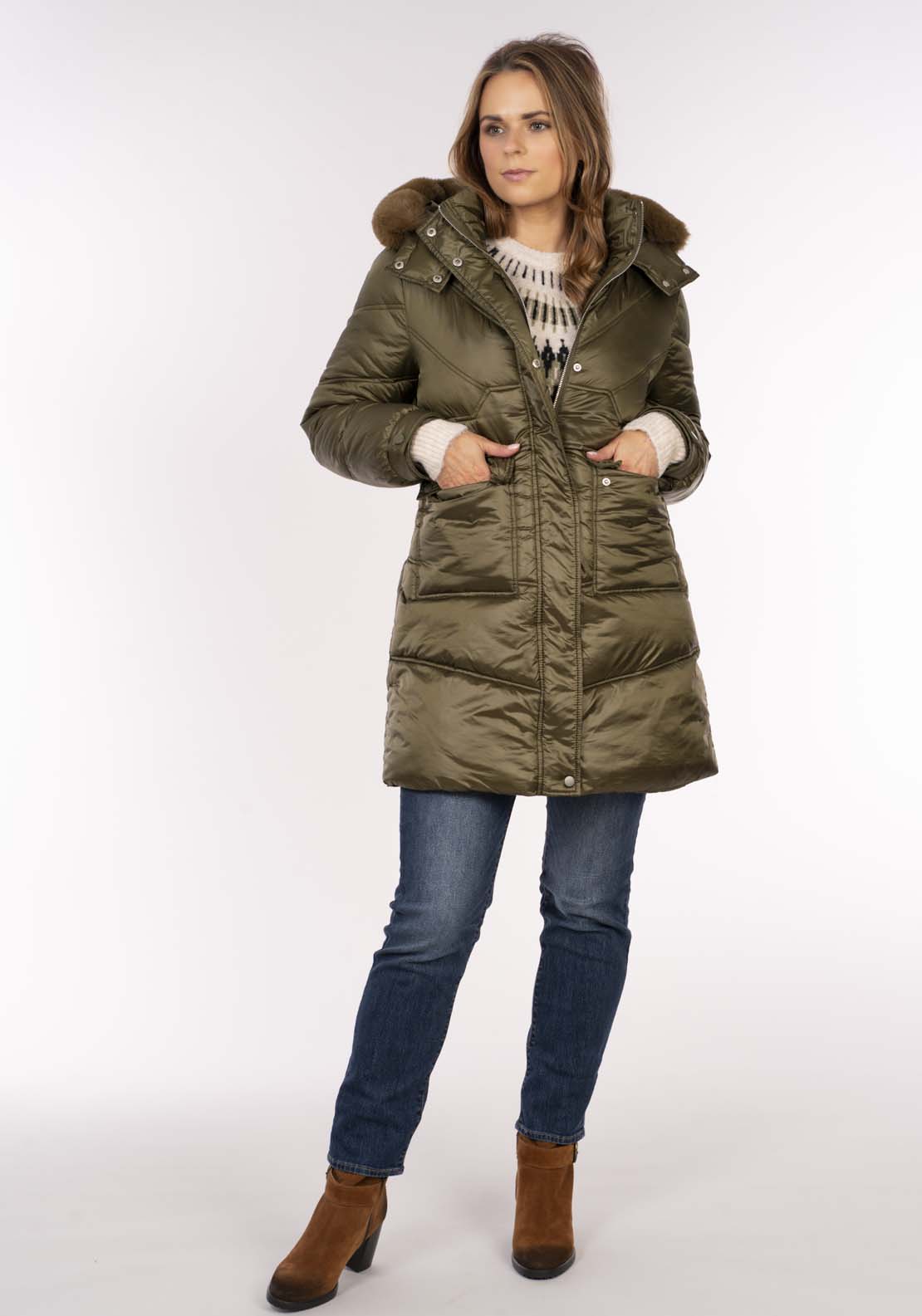 Naoise 3/4 Fur Hood - Green 6 Shaws Department Stores