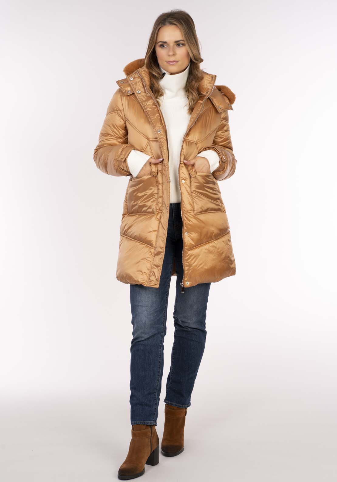 Naoise 3/4 Fur Hood - Caramel 1 Shaws Department Stores