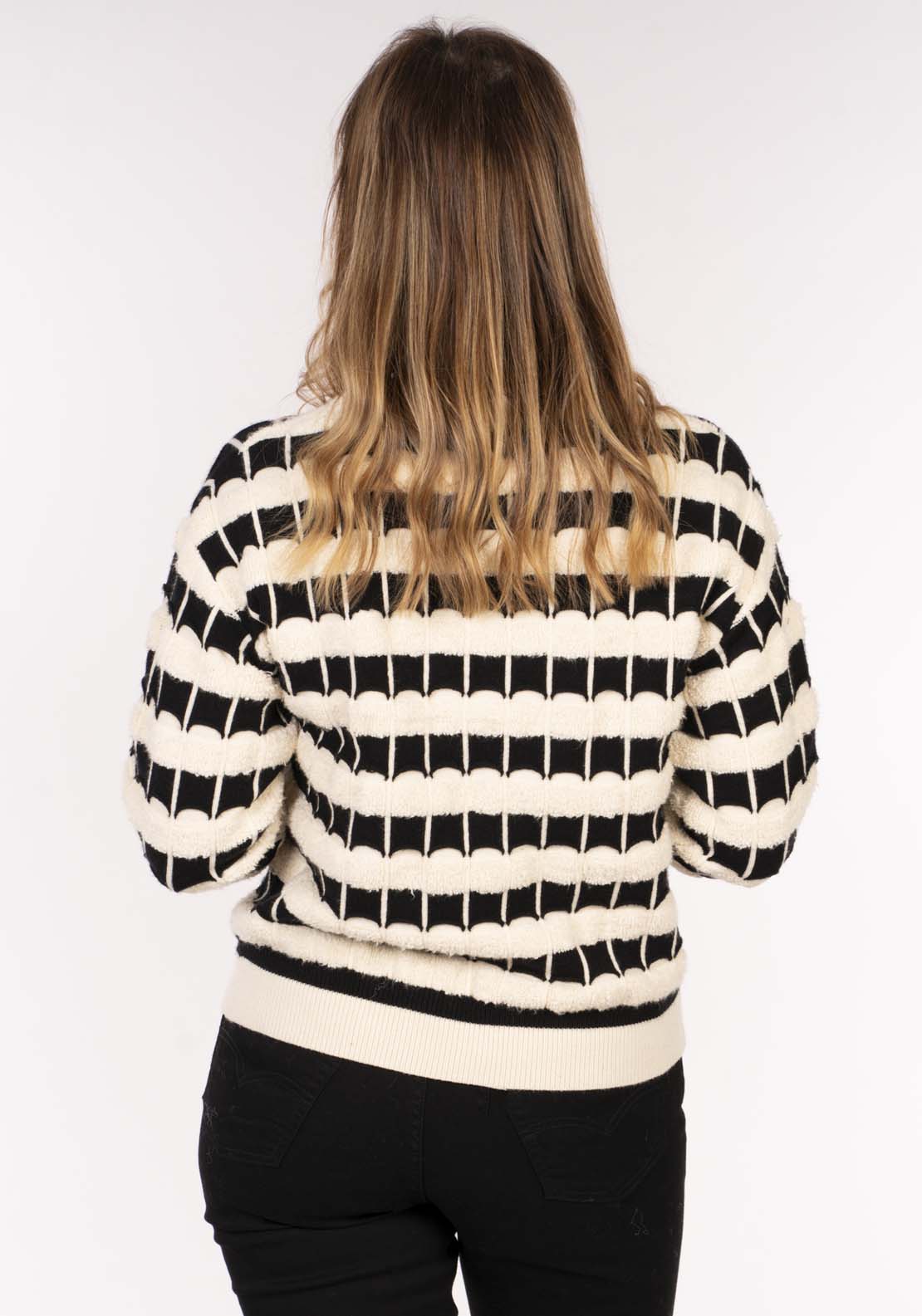 Naoise Texture Stripe Sweater - Ivory / Black 4 Shaws Department Stores