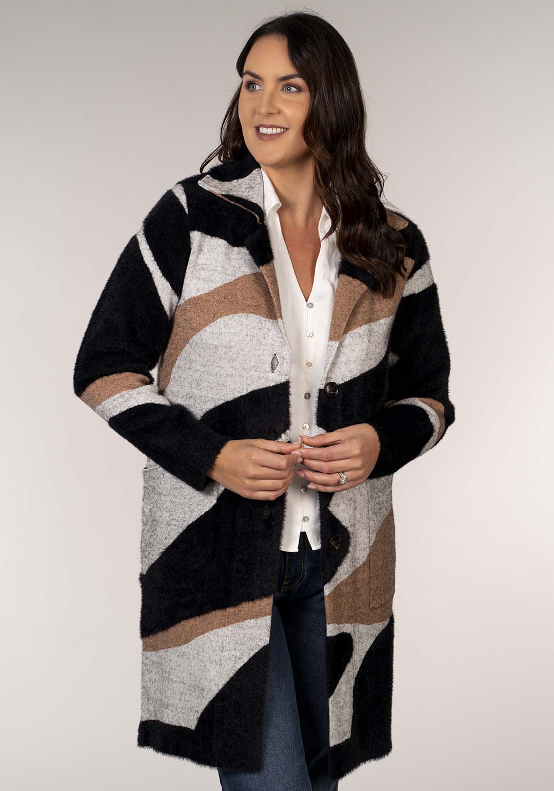 Tea Lane Wave Coatigan - Multicolour 1 Shaws Department Stores