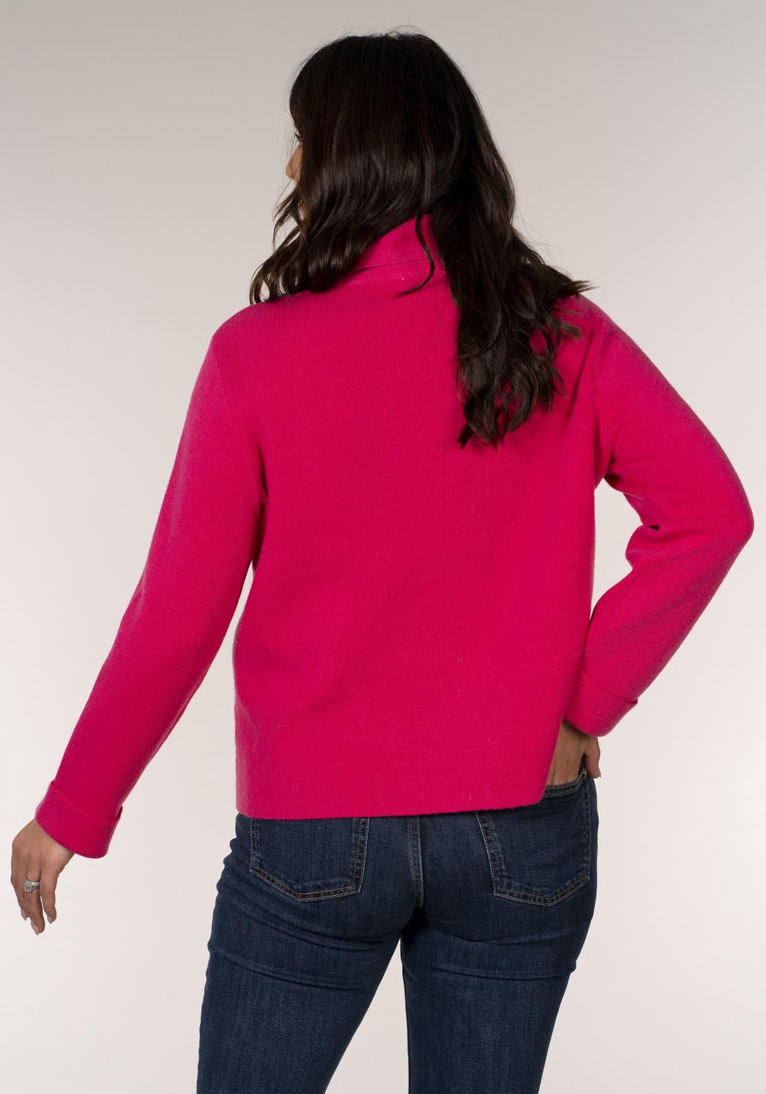 Tea Lane Roll Neck Horizontal Jacket - Pink 2 Shaws Department Stores