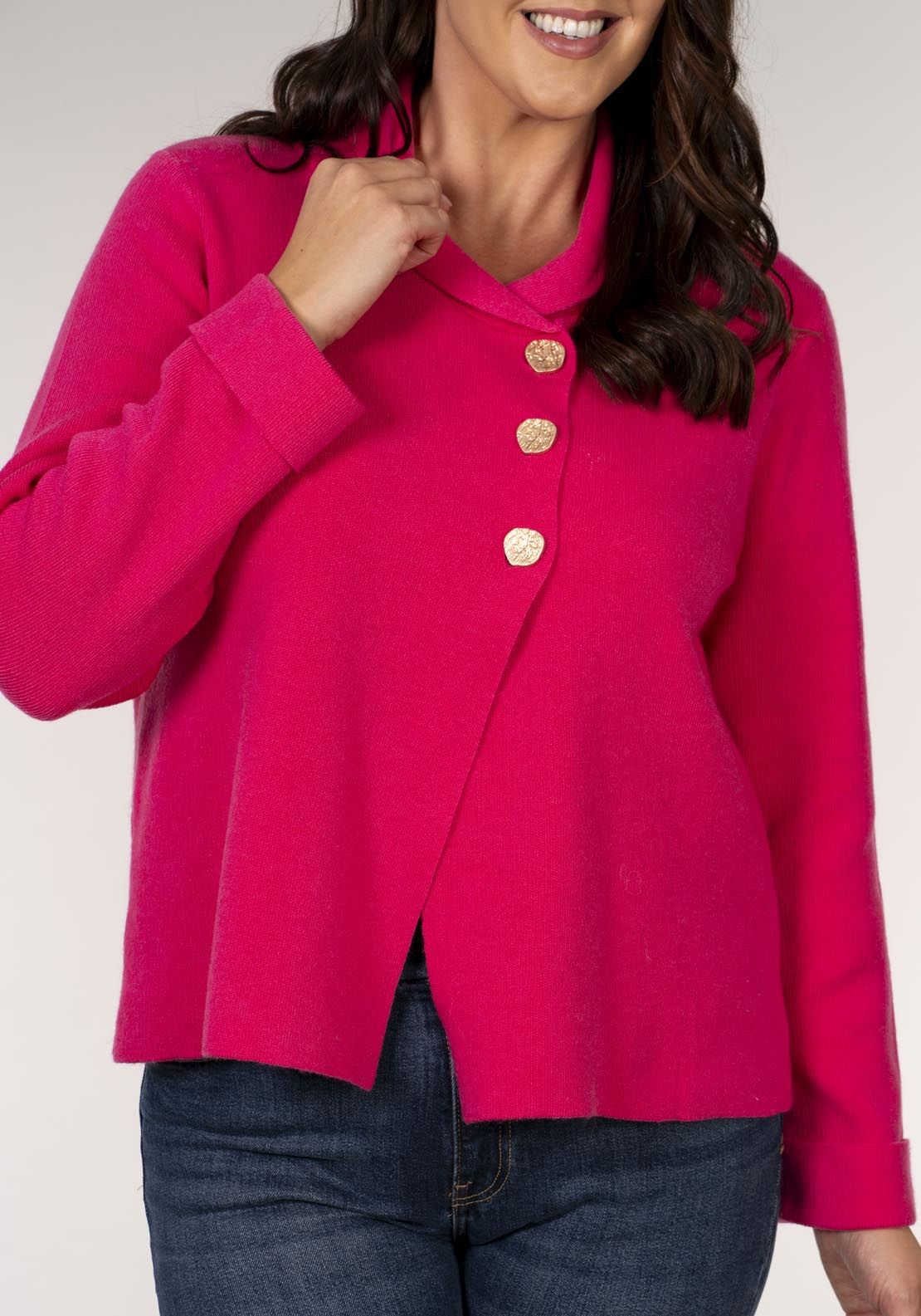 Tea Lane Roll Neck Horizontal Jacket - Pink 4 Shaws Department Stores