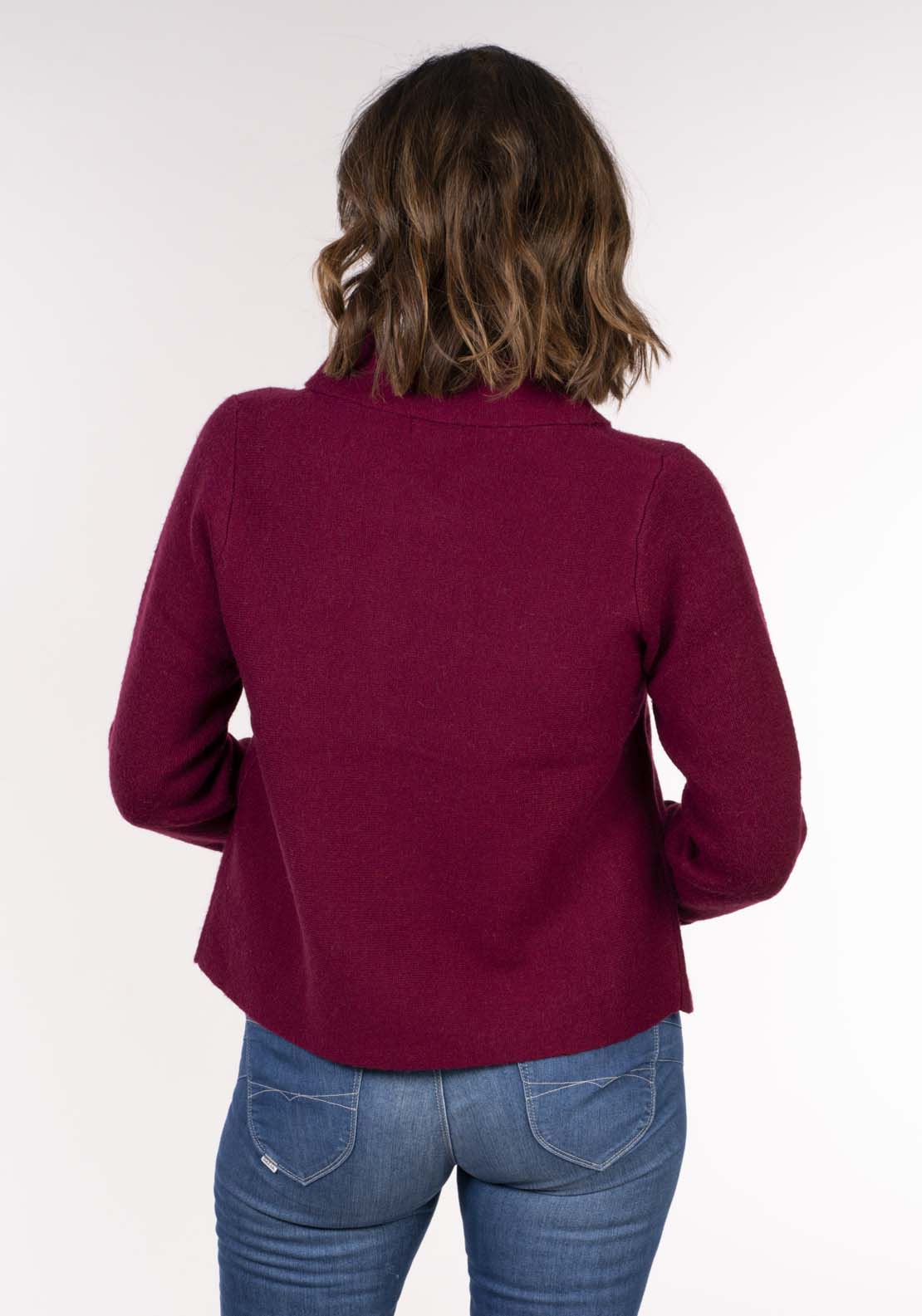 Tea Lane Roll Neck Horizontal Jacket - Cranberry 5 Shaws Department Stores