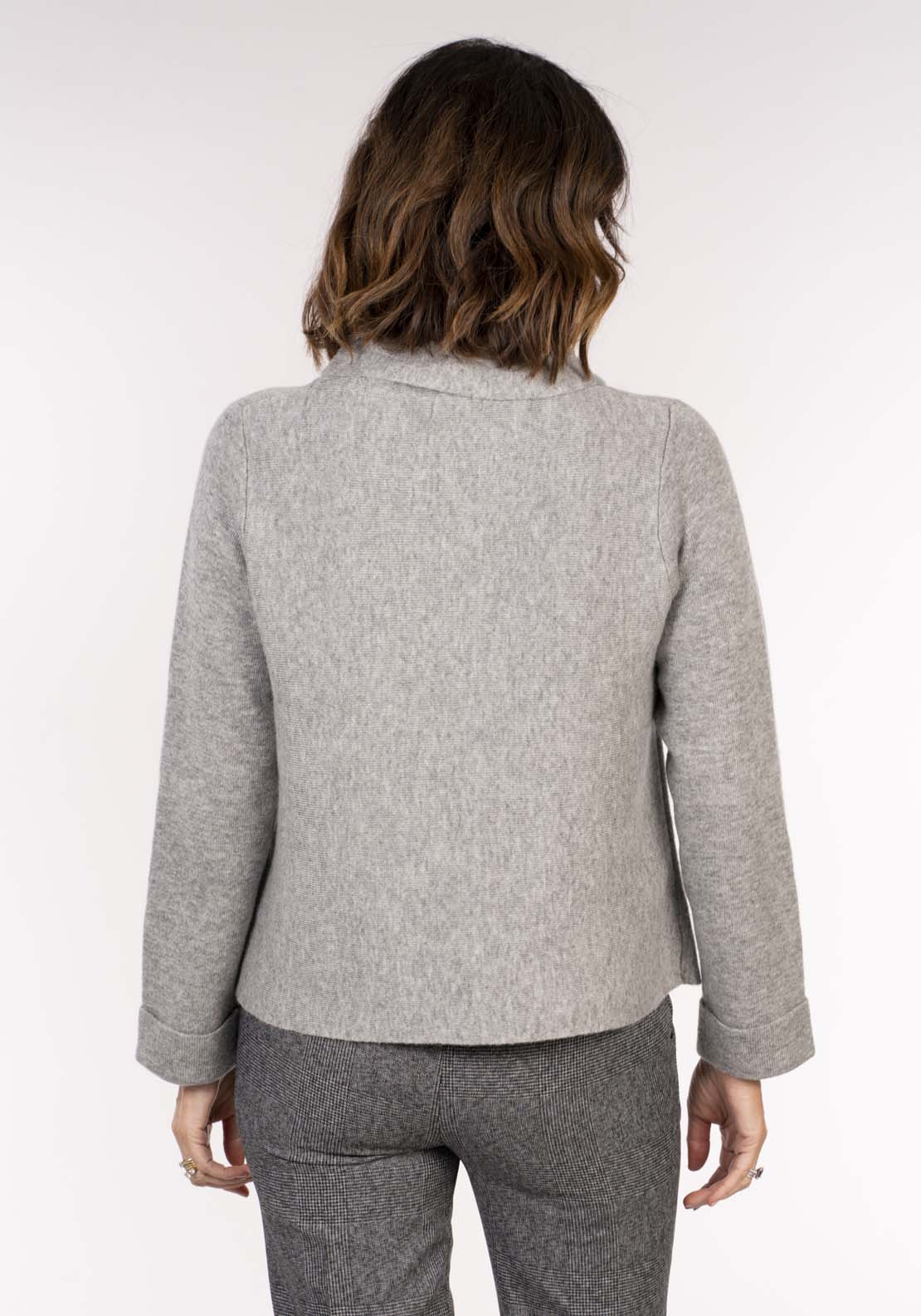 Tea Lane Roll Neck Horizontal Jacket - Grey 6 Shaws Department Stores