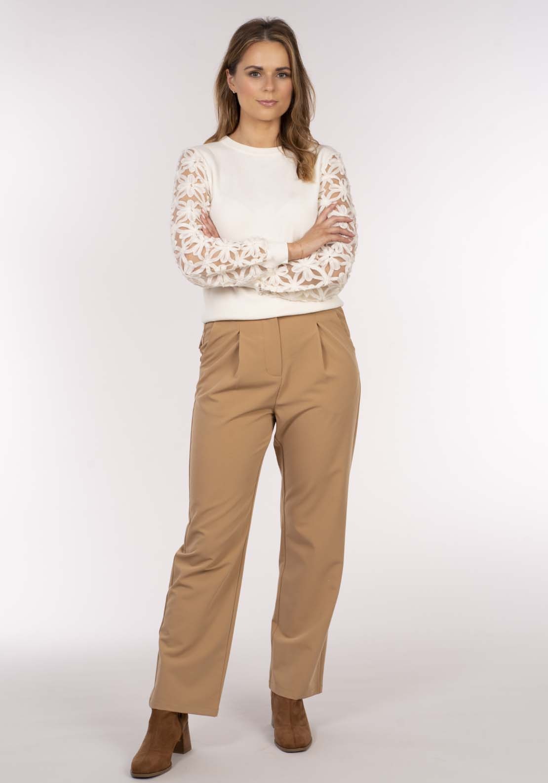 Naoise Lace Sleeve Sweater - Ivory 7 Shaws Department Stores