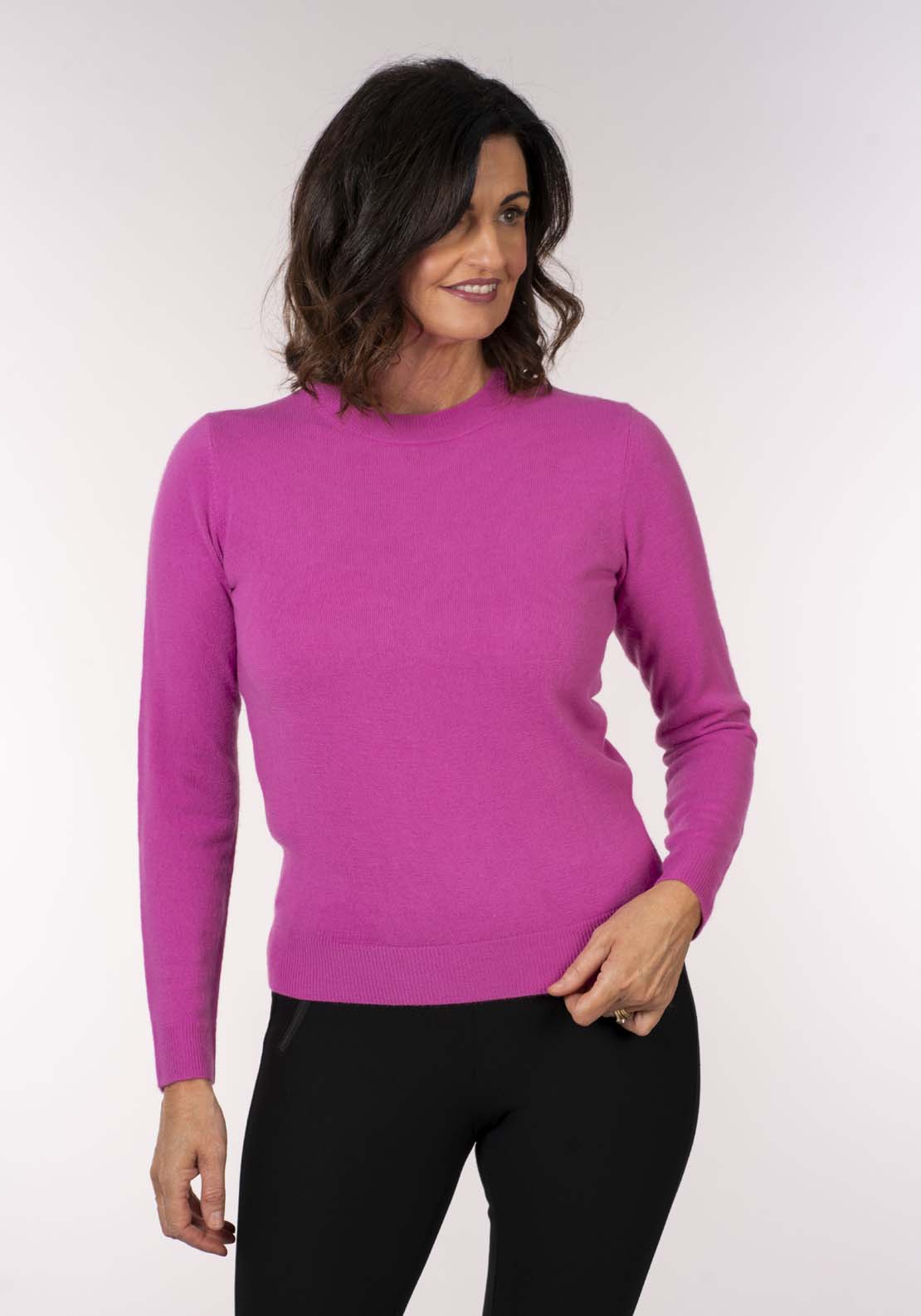 Tea Lane Cashmillon Crew Neck - Cranberry 1 Shaws Department Stores