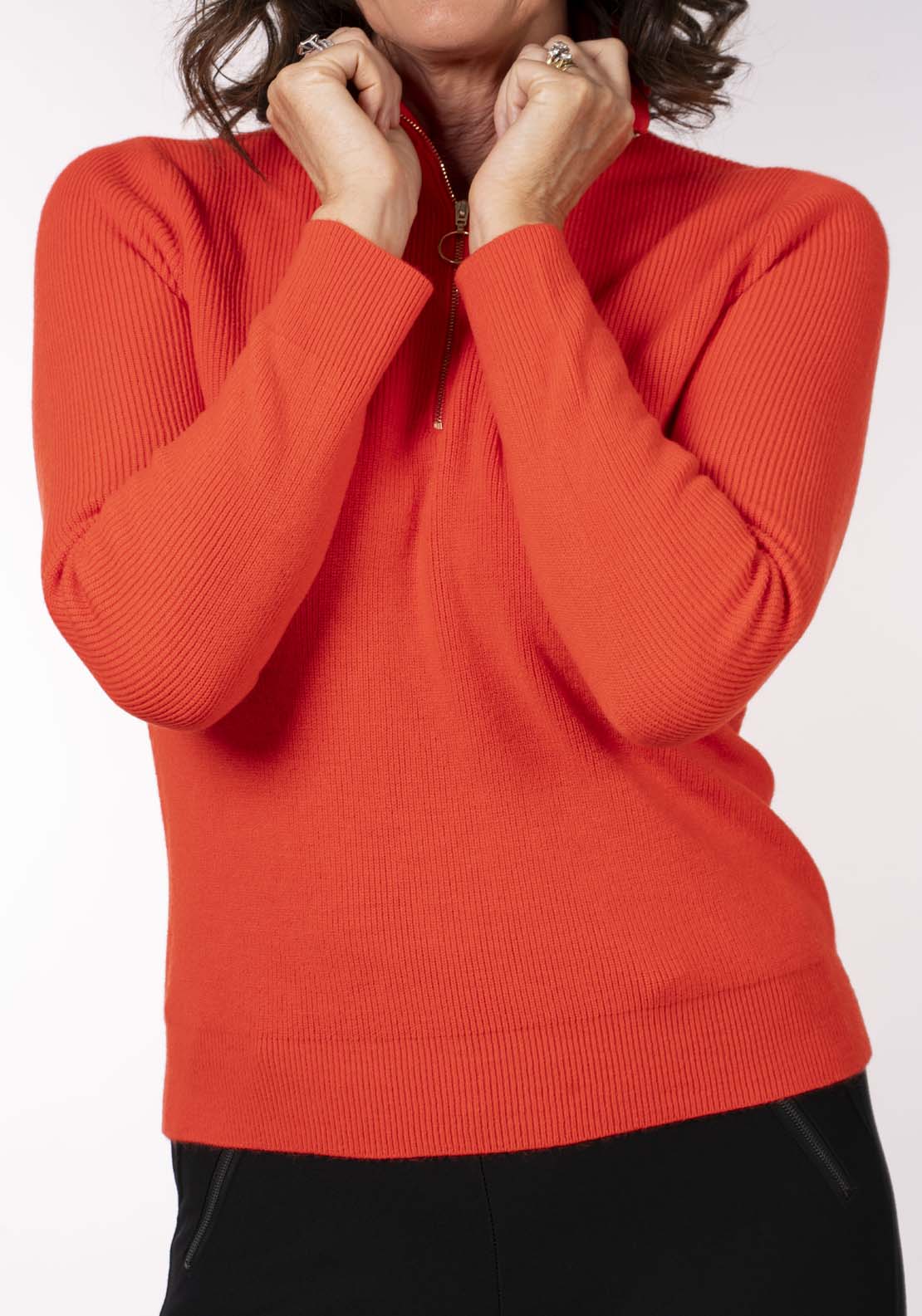 Tea Lane Cashmillon Zip Neck - Nectarin 4 Shaws Department Stores