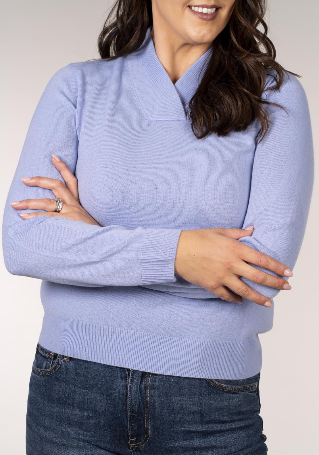 Tea Lane Cashmillon V-Neck Jumper - Blue 3 Shaws Department Stores