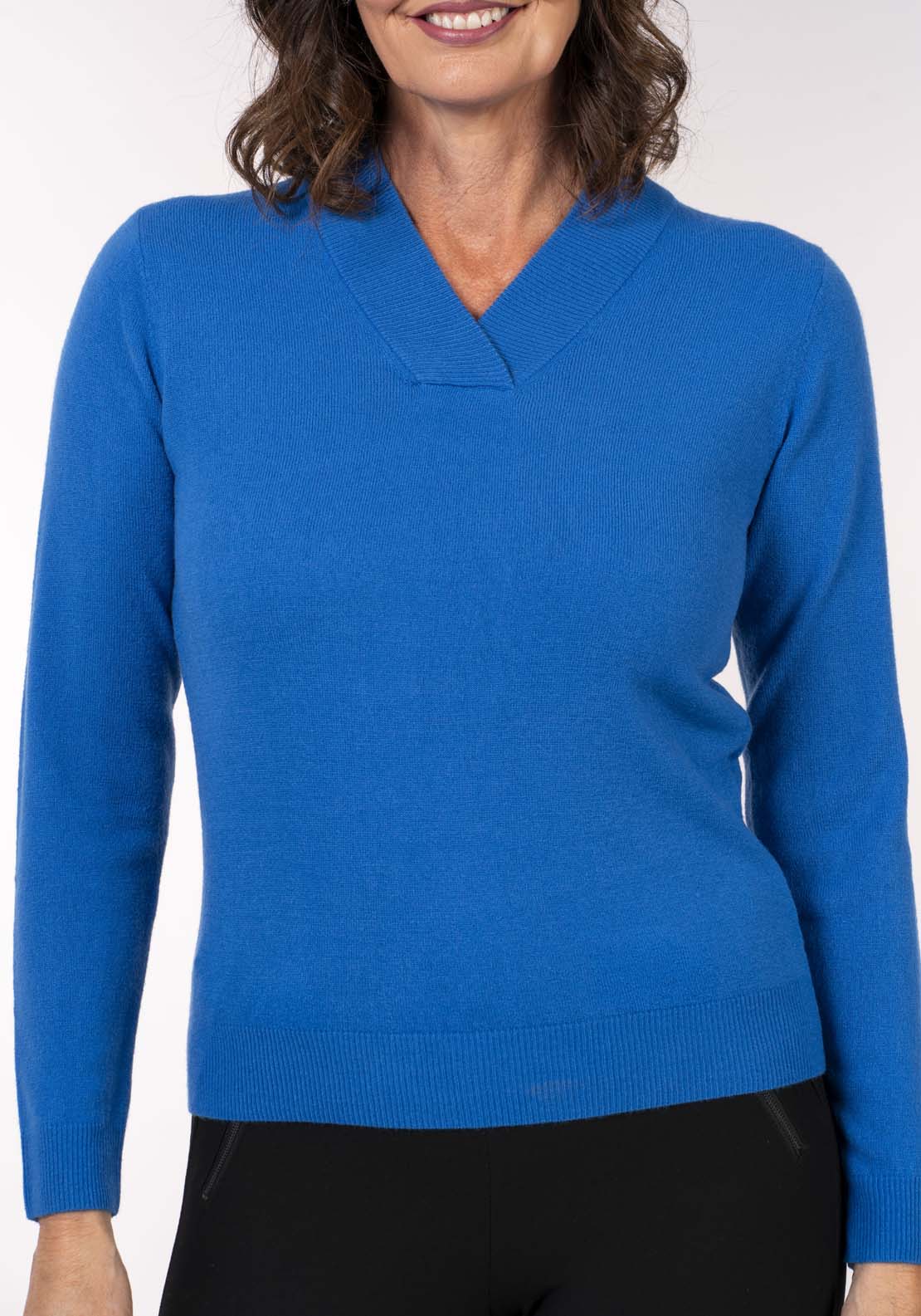 Tea Lane Cashmillon V Neck Sweater - Ocean 4 Shaws Department Stores