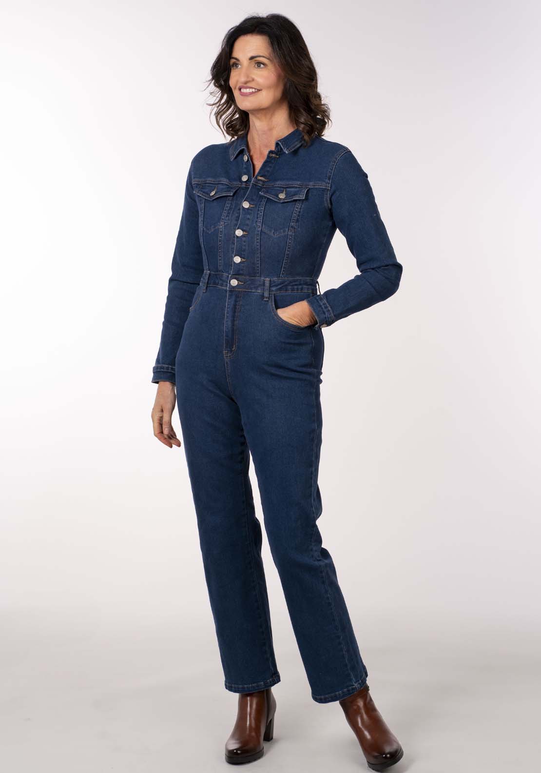 Naoise Denim Jumpsuit - Blue 2 Shaws Department Stores